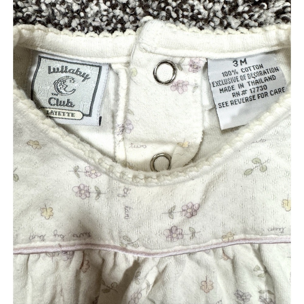Vintage Lullaby Club Layette Gown Sz 3 months 100% cotton Dainty Floral Ivory - Picture 3 of 6